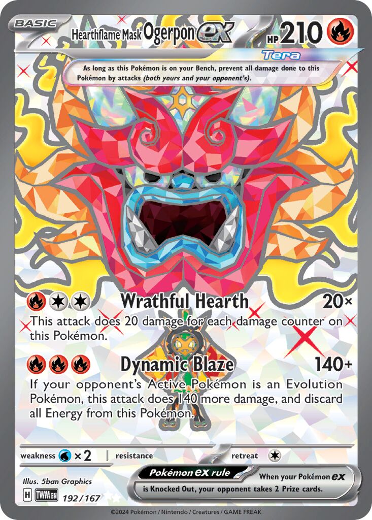Hearthflame Mask Ogerpon ex 192/167 — Twilight Masquerade (English Pokémon TCG card)