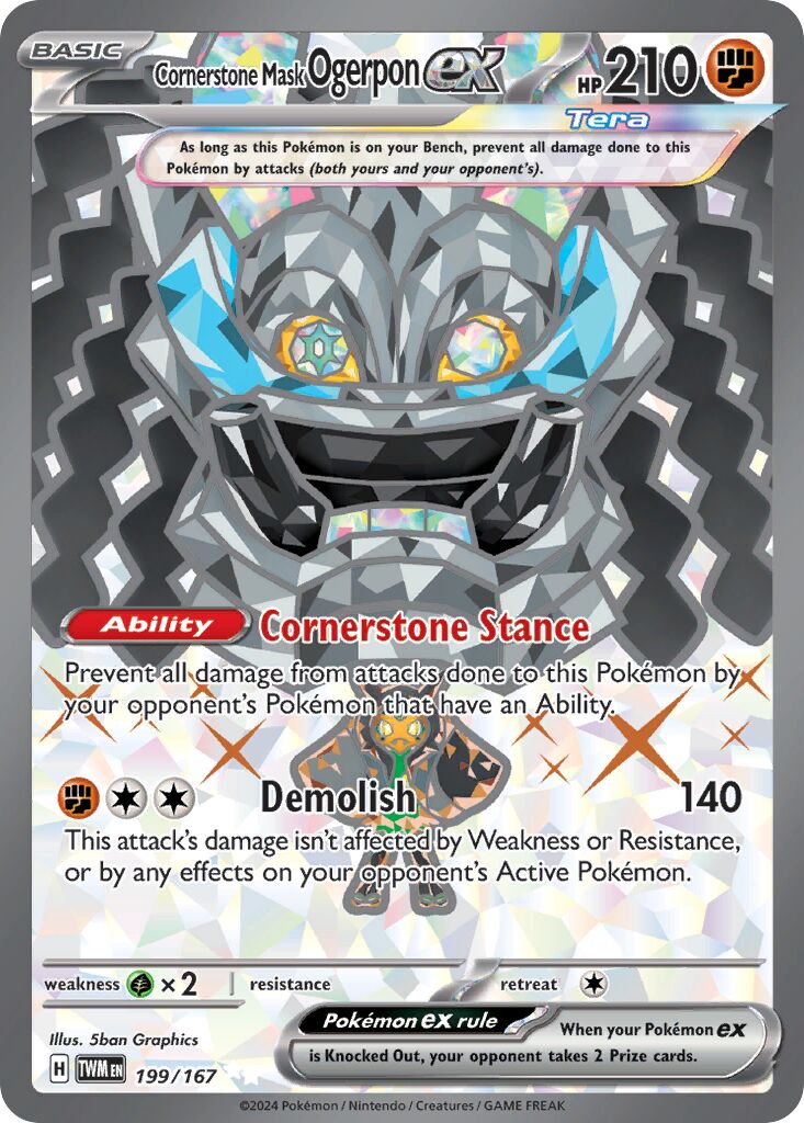 Cornerstone Mask Ogerpon ex 199/167 — Twilight Masquerade (English Pokémon TCG card)