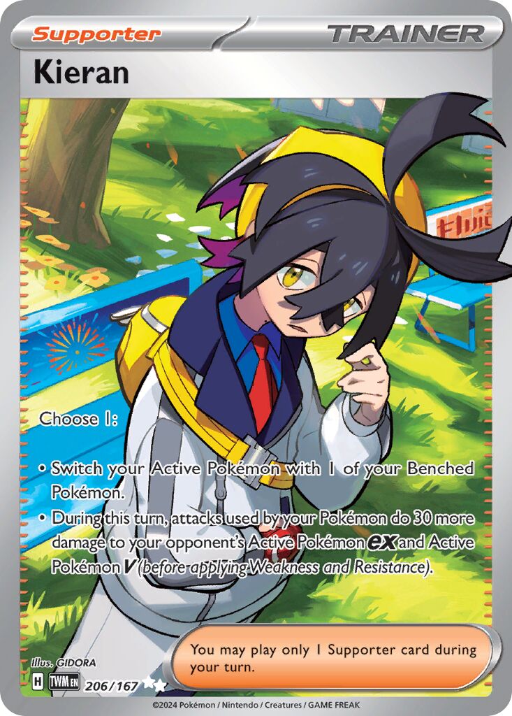 Kieran 206/167 — Twilight Masquerade (English Pokémon TCG card)