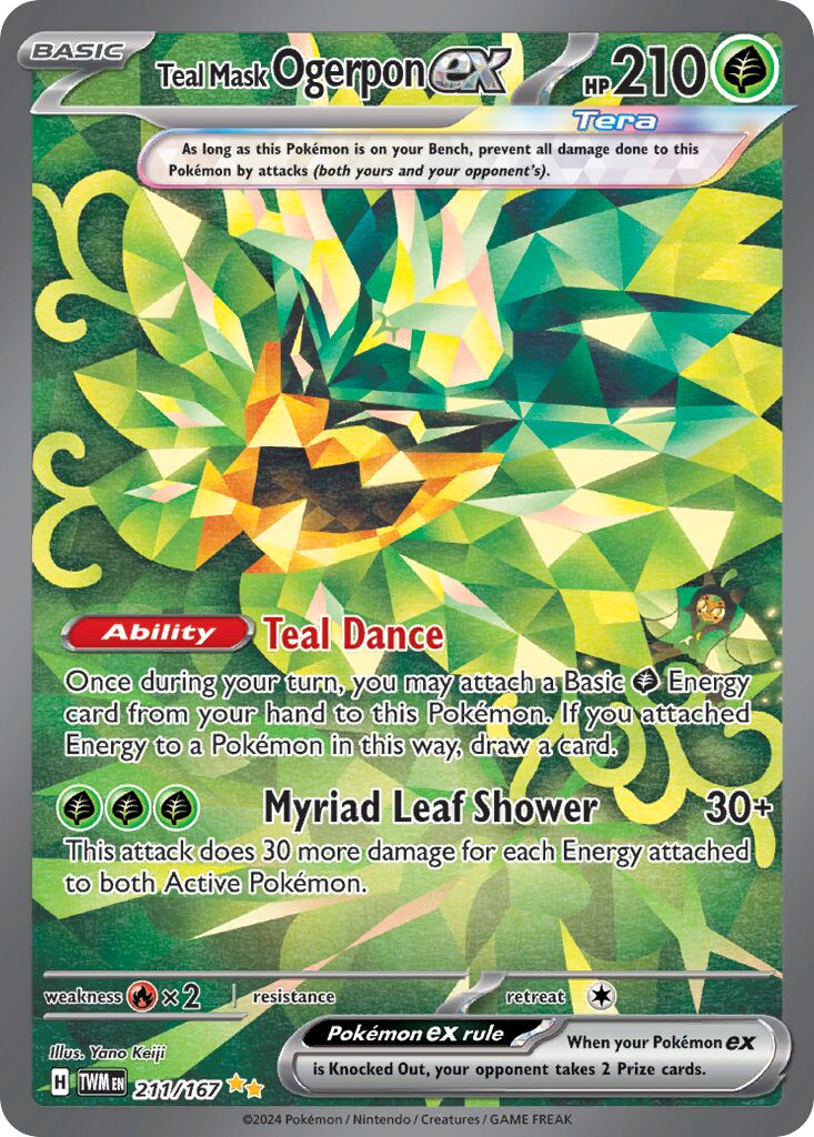 Teal Mask Ogerpon ex 211/167 — Twilight Masquerade (English Pokémon TCG card)