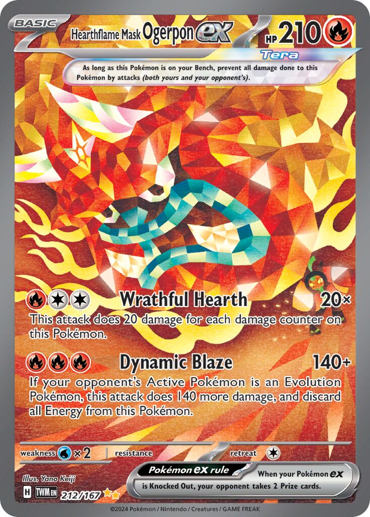 Hearthflame Mask Ogerpon ex 212/167 — Twilight Masquerade (English Pokémon TCG card)