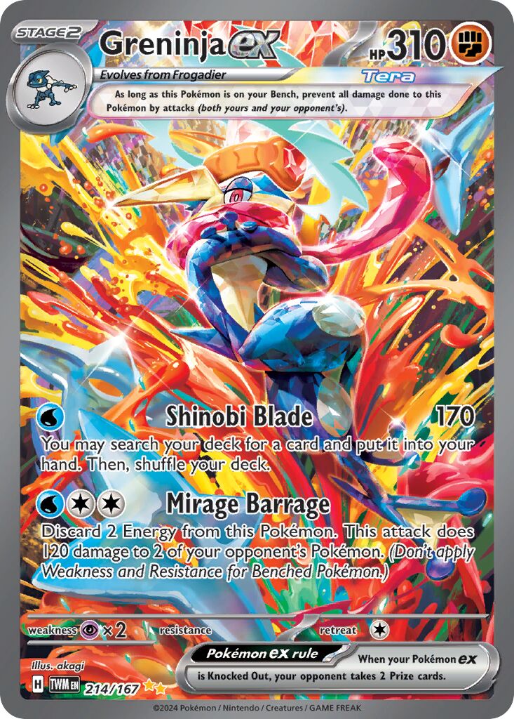 Greninja ex 214/167 — Twilight Masquerade (English Pokémon TCG card)