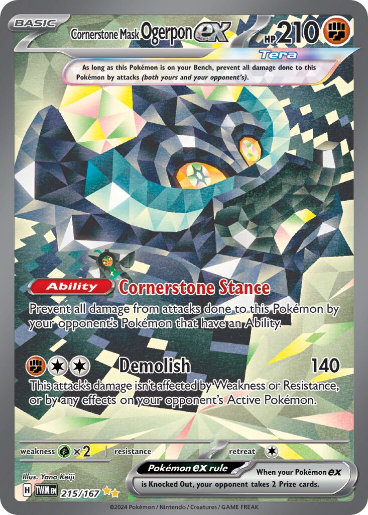Cornerstone Mask Ogerpon ex 215/167 — Twilight Masquerade (English Pokémon TCG card)