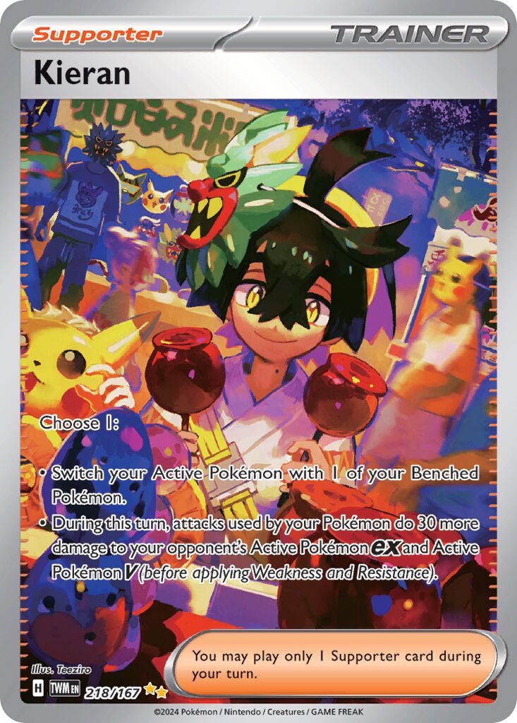Kieran 218/167 — Twilight Masquerade (English Pokémon TCG card)