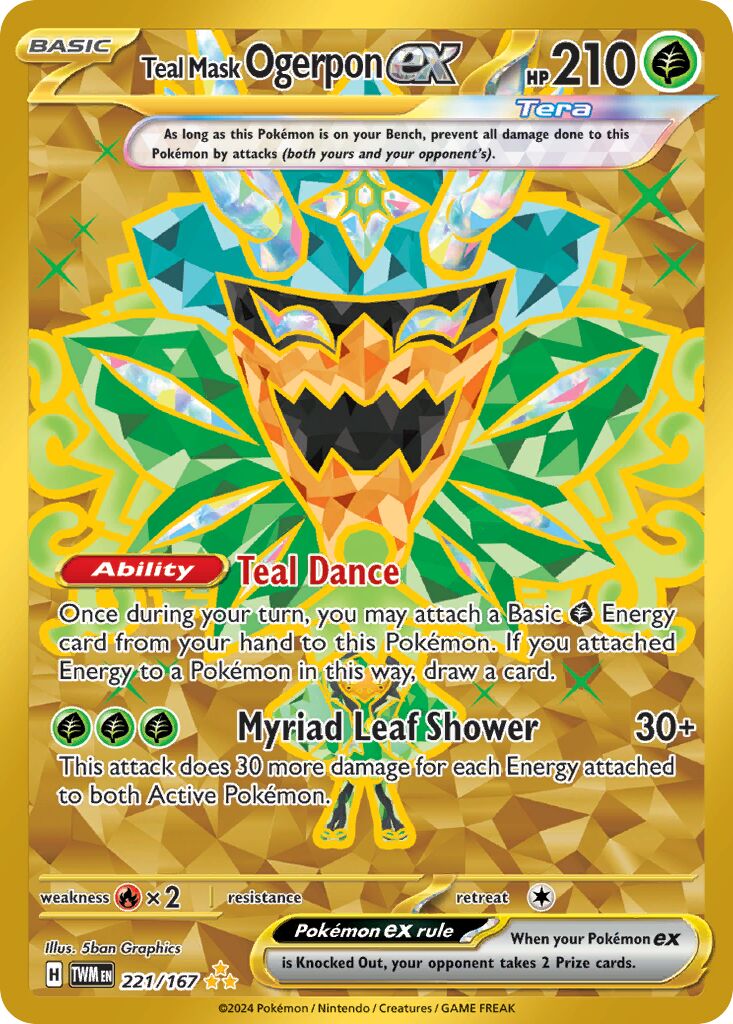 Teal Mask Ogerpon ex 221/167 — Twilight Masquerade (English Pokémon TCG card)