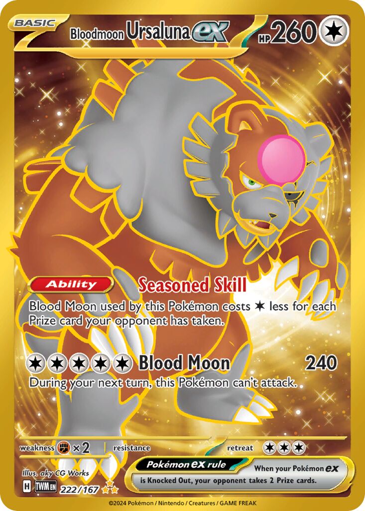 Bloodmoon Ursaluna ex 222/167 — Twilight Masquerade (English Pokémon TCG card)