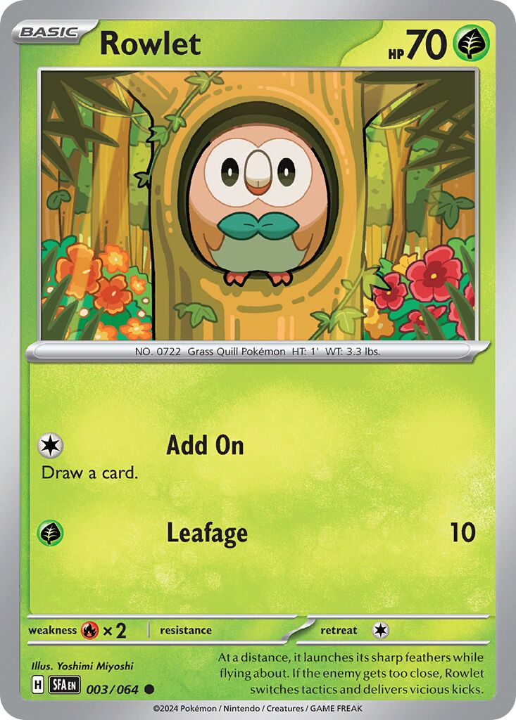 Rowlet 003/64 — Shrouded Fable (English Pokémon TCG card)