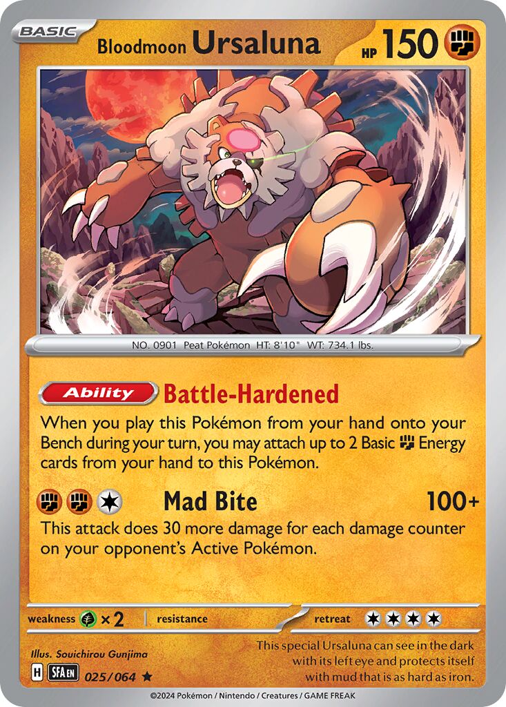 Bloodmoon Ursaluna 025/64 — Shrouded Fable (English Pokémon TCG card)