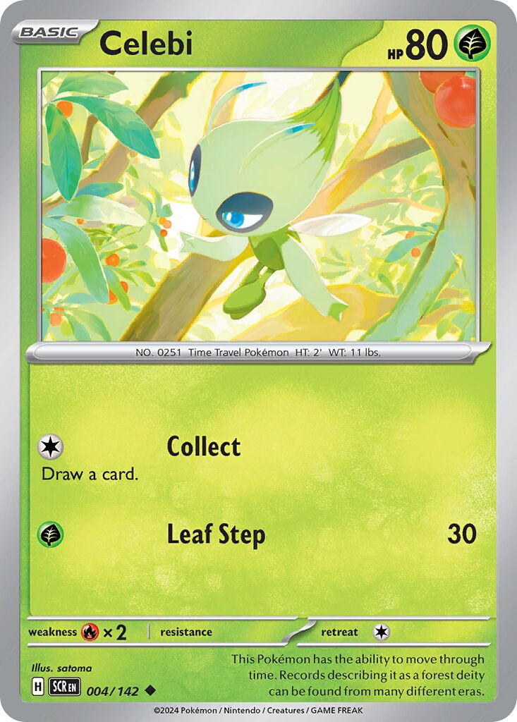 Celebi 004/142 — Stellar Crown (English Pokémon TCG card)