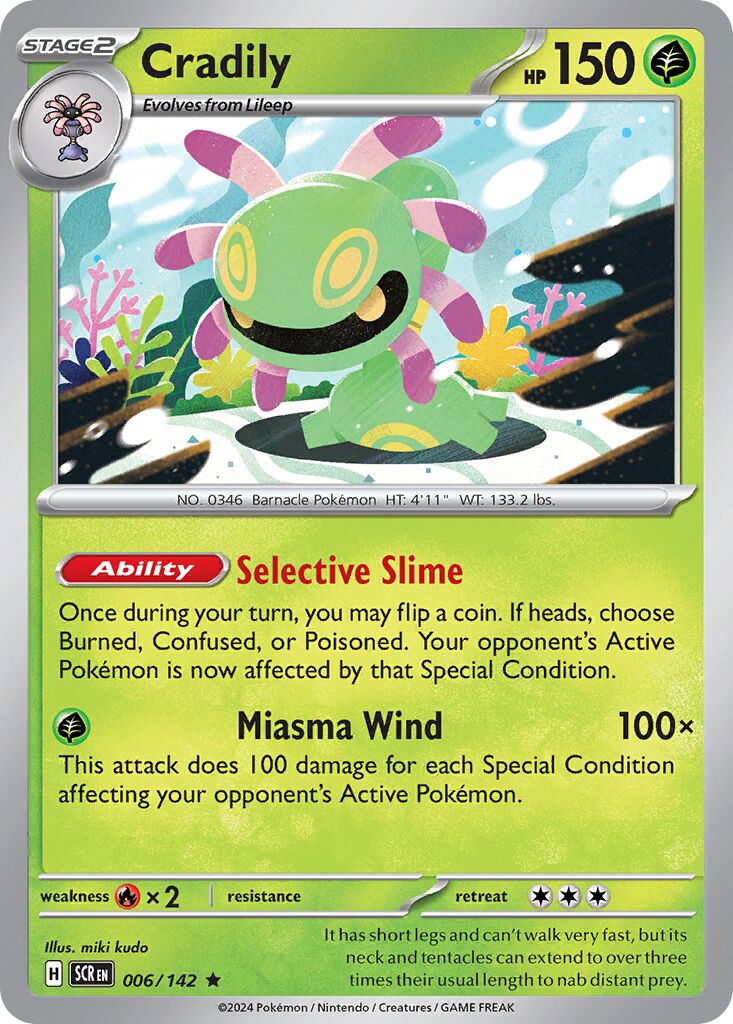 Cradily 006/142 — Stellar Crown (English Pokémon TCG card)
