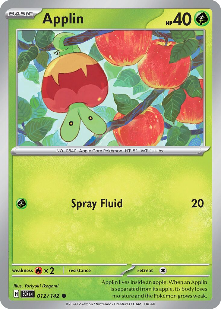 Applin 012/142 — Stellar Crown (English Pokémon TCG card)