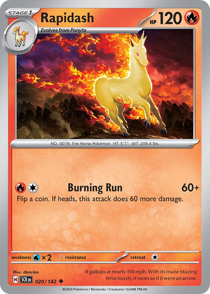 Rapidash 020/142 — Stellar Crown (English Pokémon TCG card)