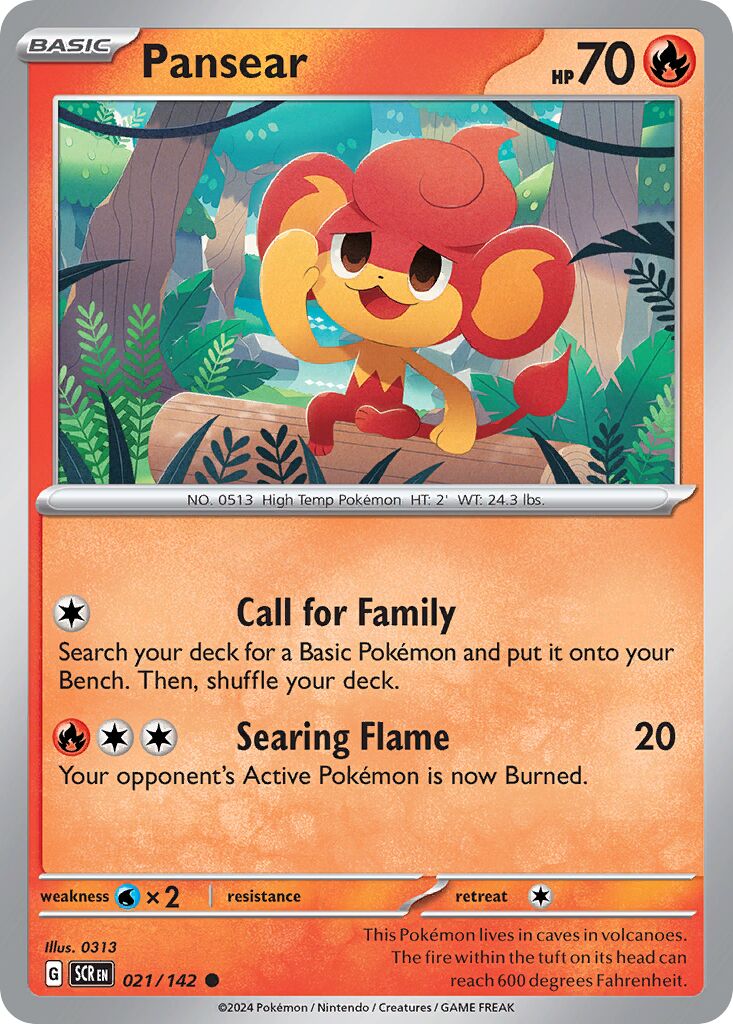 Pansear 021/142 — Stellar Crown (English Pokémon TCG card)