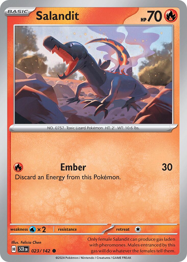 Salandit 023/142 — Stellar Crown (English Pokémon TCG card)