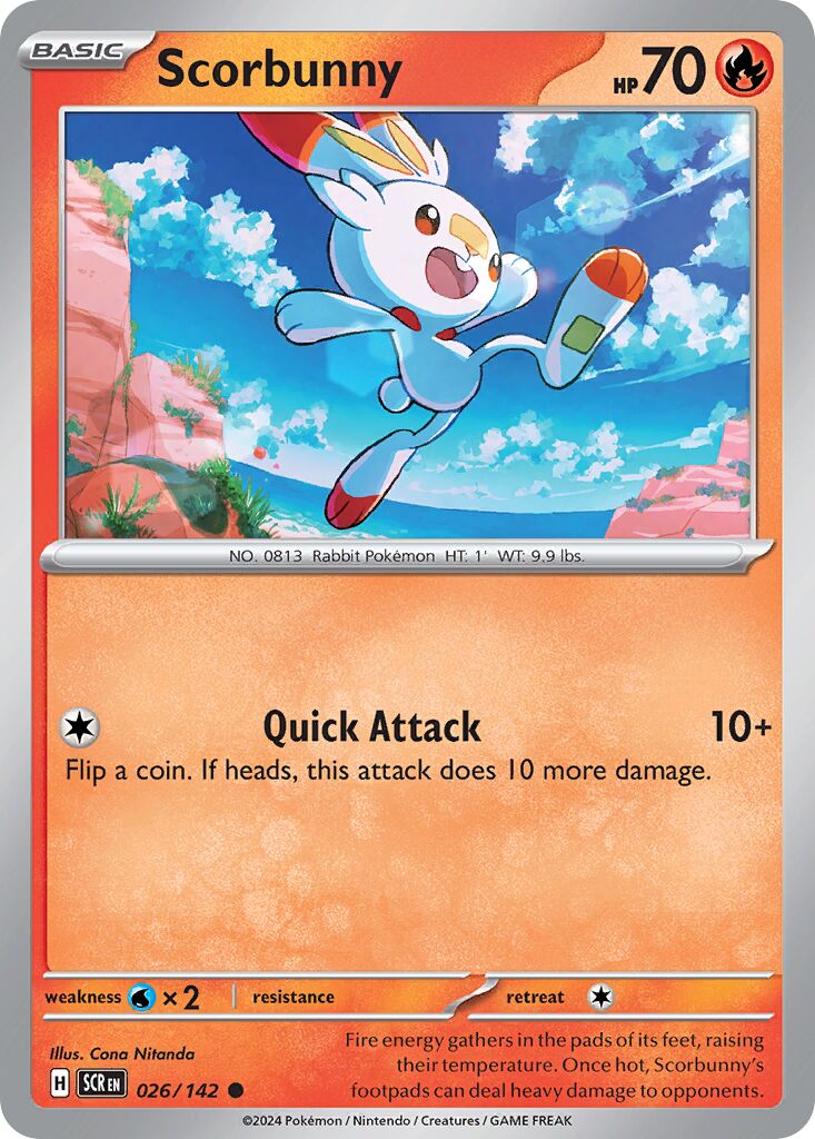 Scorbunny 026/142 — Stellar Crown (English Pokémon TCG card)