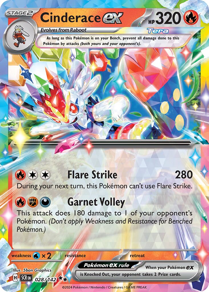 Cinderace ex 028/142 — Stellar Crown (English Pokémon TCG card)