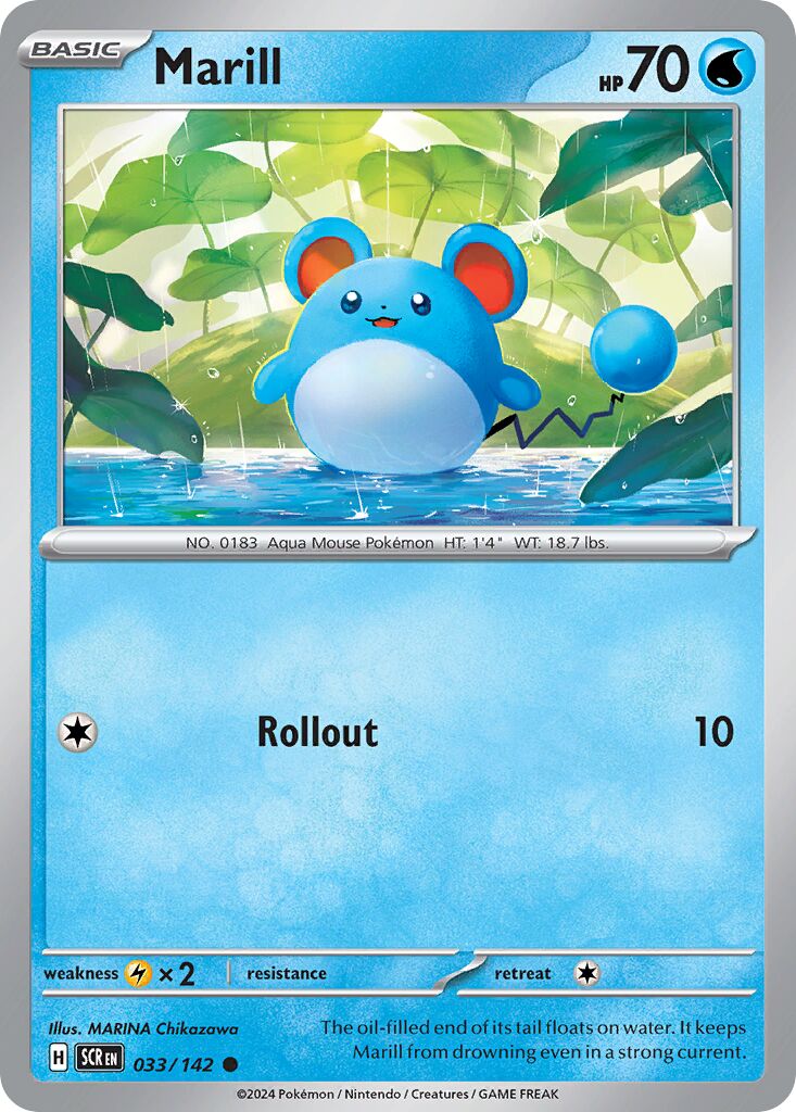 Marill 033/142 — Stellar Crown (English Pokémon TCG card)