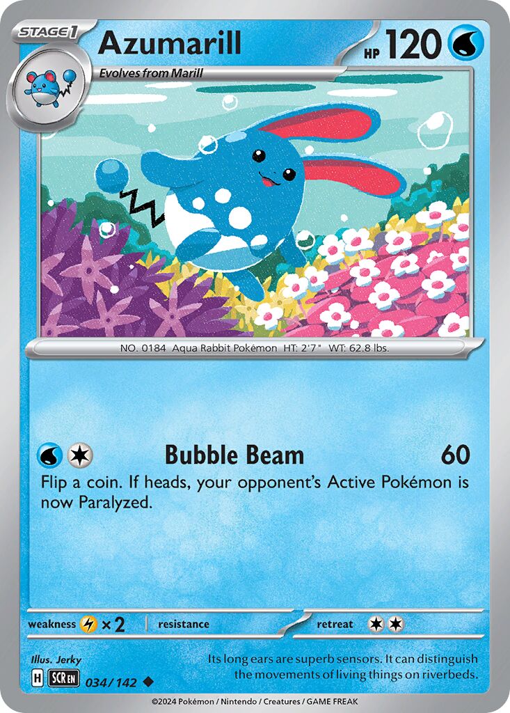 Azumarill 034/142 — Stellar Crown (English Pokémon TCG card)