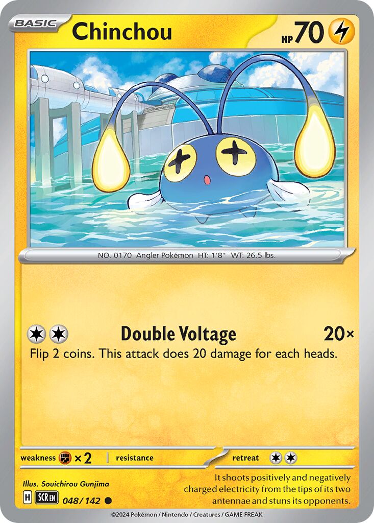 Chinchou 048/142 — Stellar Crown (English Pokémon TCG card)