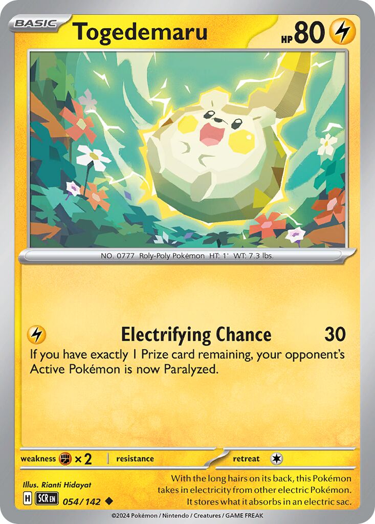 Togedemaru 054/142 — Stellar Crown (English Pokémon TCG card)