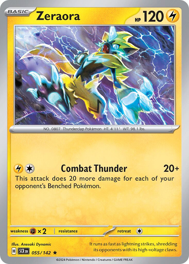 Zeraora 055/142 — Stellar Crown (English Pokémon TCG card)