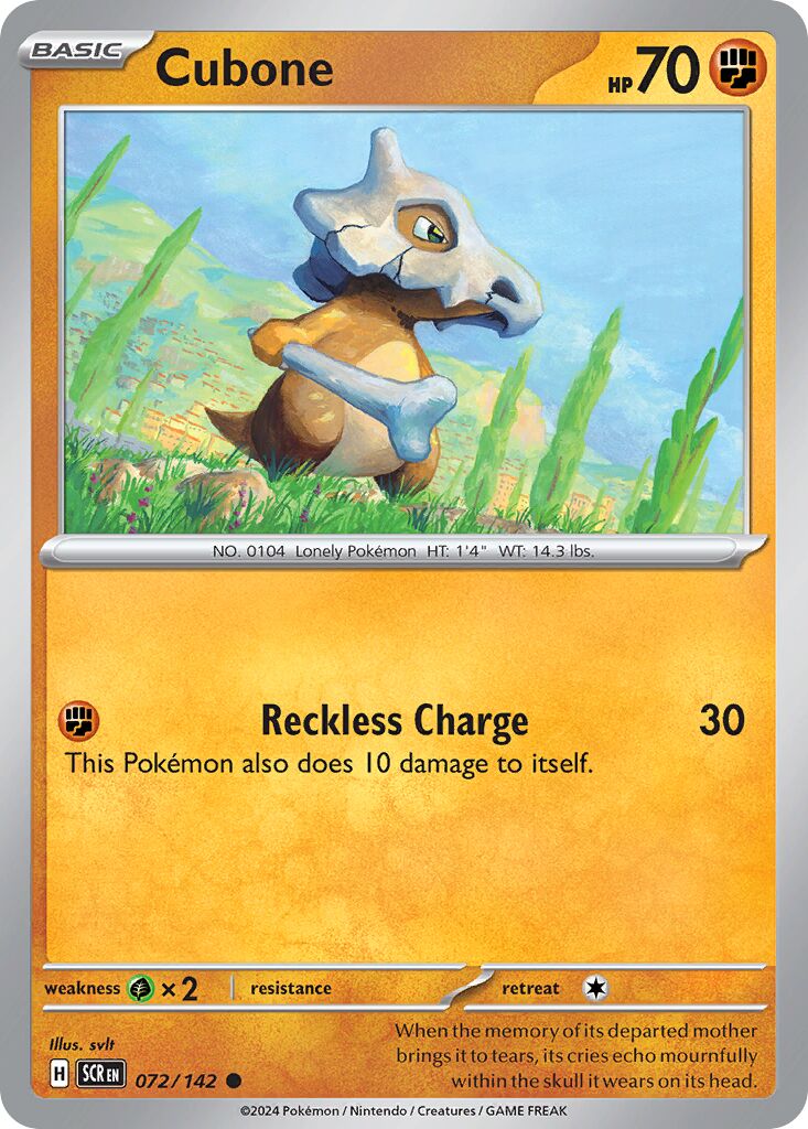 Cubone 072/142 — Stellar Crown (English Pokémon TCG card)