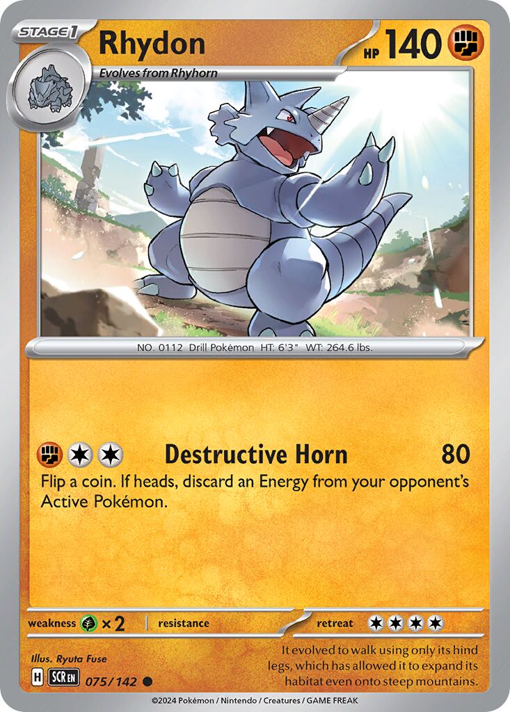Rhydon 075/142 — Stellar Crown (English Pokémon TCG card)