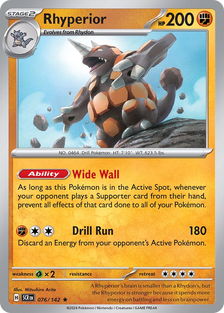 Rhyperior 076/142 — Stellar Crown (English Pokémon TCG card)