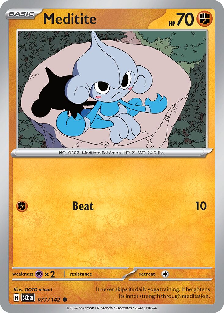 Meditite 077/142 — Stellar Crown (English Pokémon TCG card)