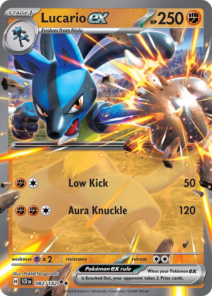 Lucario ex 082/142 — Stellar Crown (English Pokémon TCG card)