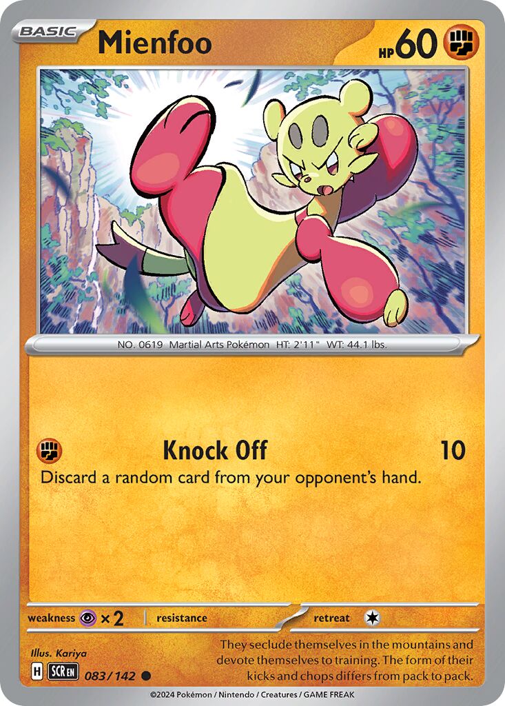 Mienfoo 083/142 — Stellar Crown (English Pokémon TCG card)