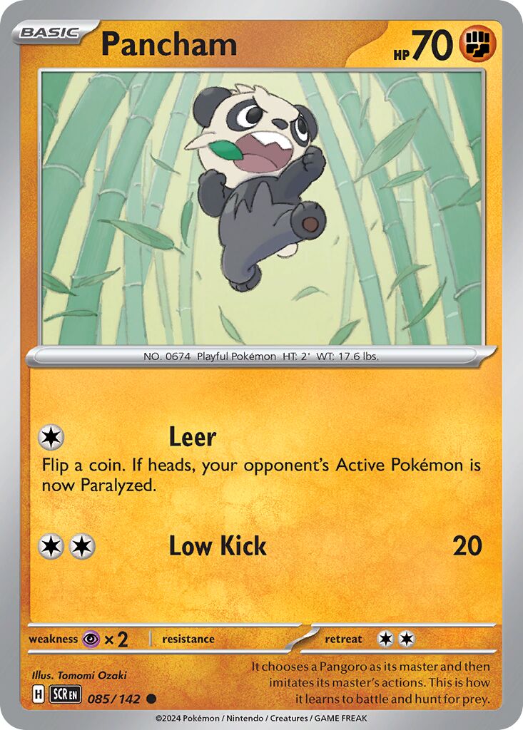 Pancham 085/142 — Stellar Crown (English Pokémon TCG card)