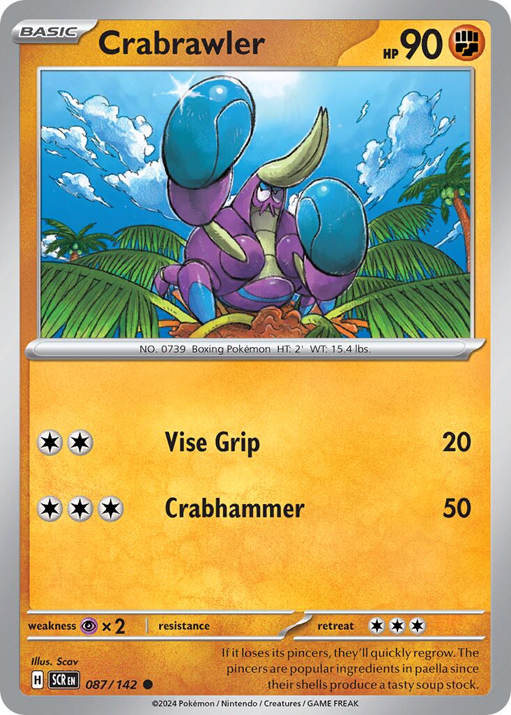 Crabrawler 087/142 — Stellar Crown (English Pokémon TCG card)