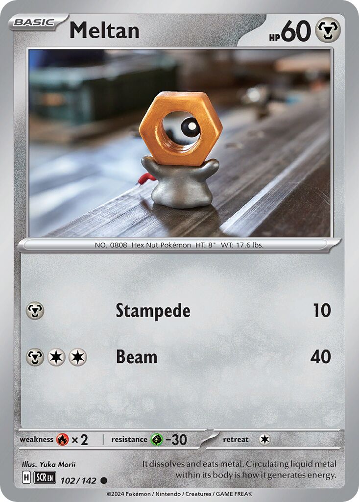 Meltan 102/142 — Stellar Crown (English Pokémon TCG card)