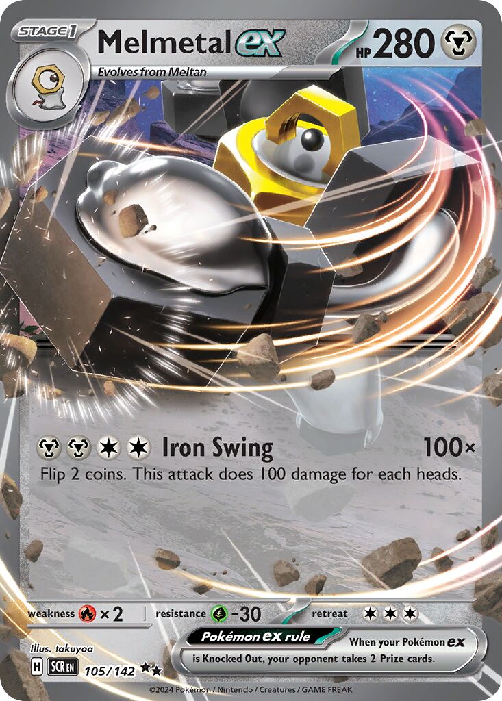 Melmetal ex 105/142 — Stellar Crown (English Pokémon TCG card)