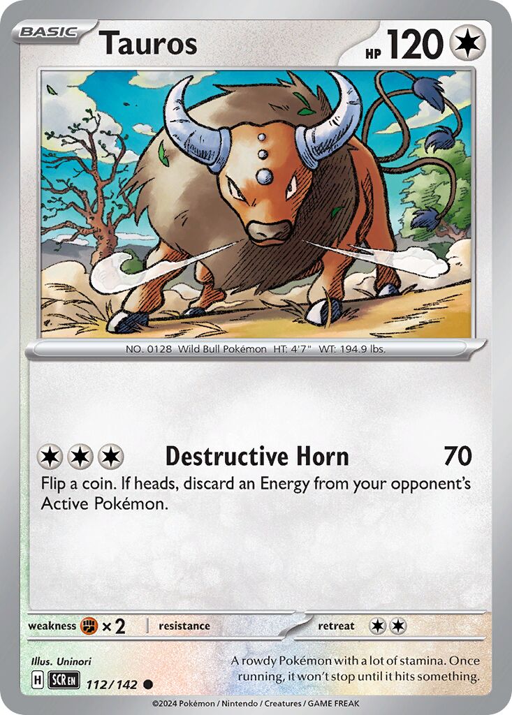 Tauros 112/142 — Stellar Crown (English Pokémon TCG card)