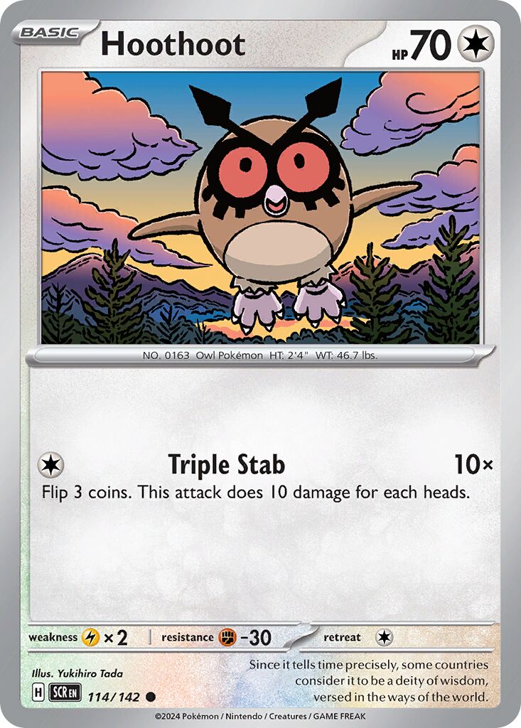 Hoothoot 114/142 — Stellar Crown (English Pokémon TCG card)