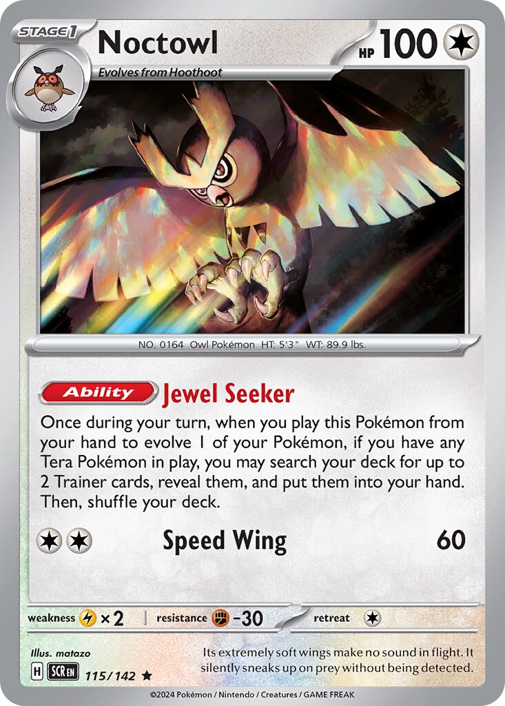 Noctowl 115/142 — Stellar Crown (English Pokémon TCG card)
