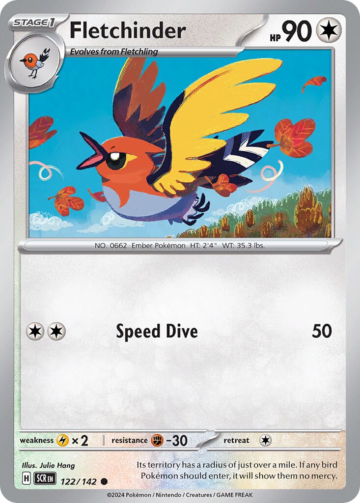 Fletchinder 122/142 — Stellar Crown (English Pokémon TCG card)