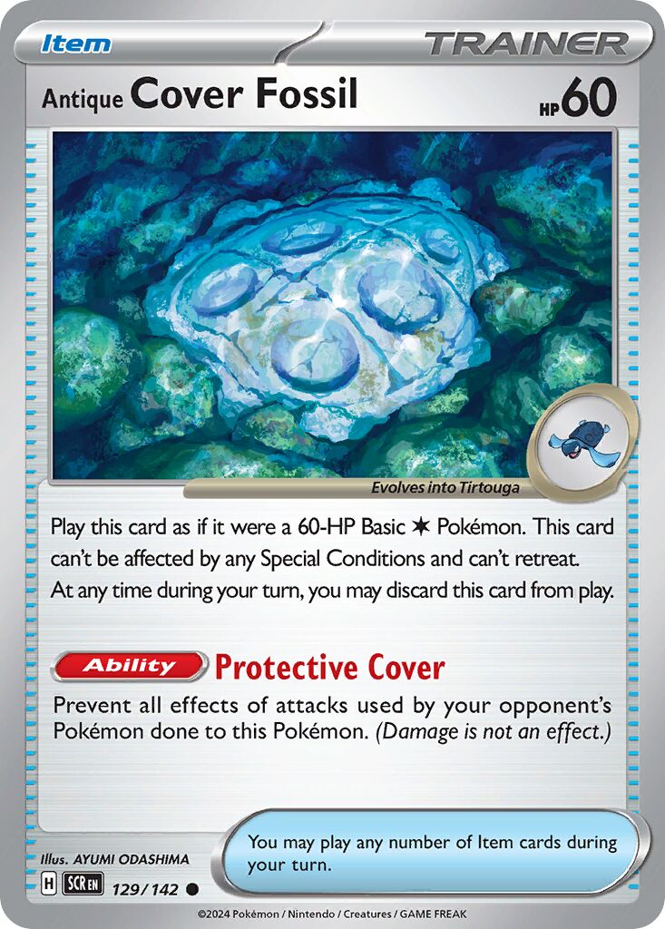 Antique Cover Fossil 129/142 — Stellar Crown (English Pokémon TCG card)