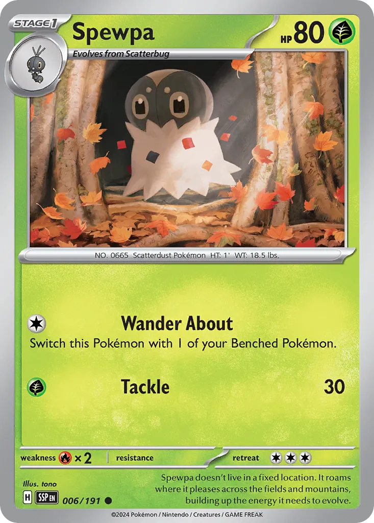Spewpa 006/191 — Surging Sparks (English Pokémon TCG card)