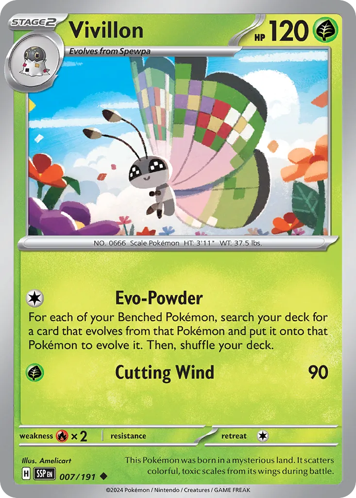 Vivillon 007/191 — Surging Sparks (English Pokémon TCG card)
