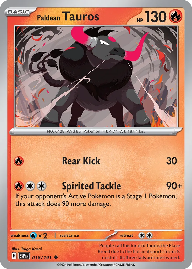 Paldean Tauros 018/191 — Surging Sparks (English Pokémon TCG card)