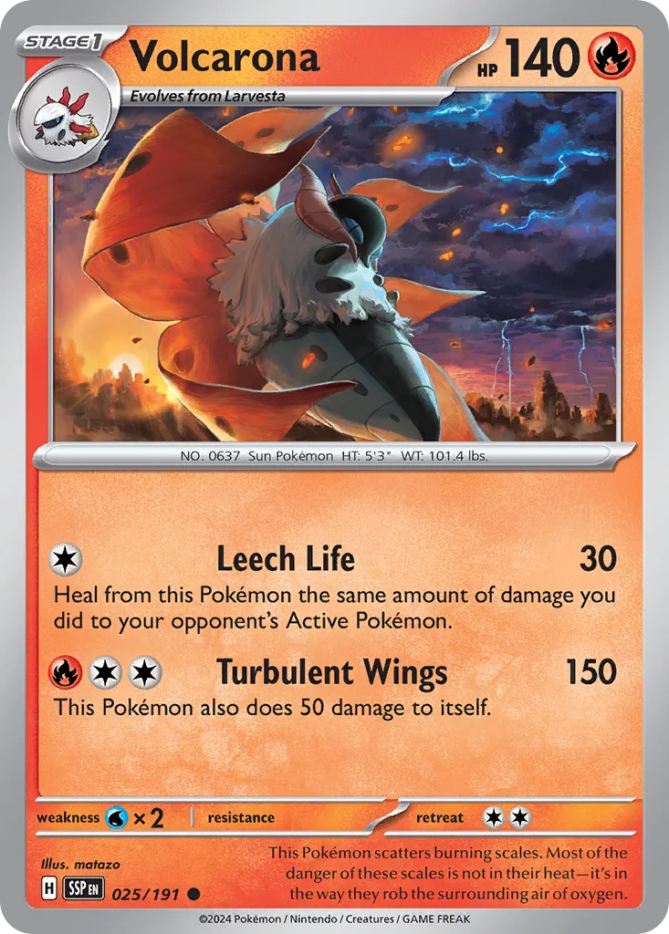 Volcarona 025/191 — Surging Sparks (English Pokémon TCG card)