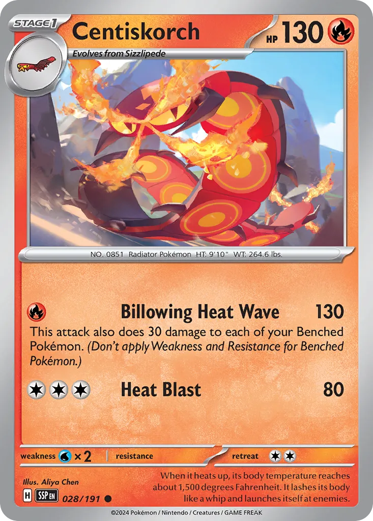 Centiskorch 028/191 — Surging Sparks (English Pokémon TCG card)