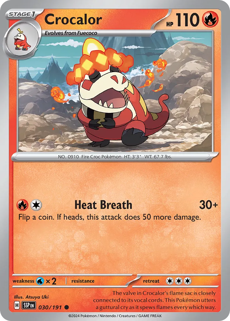 Crocalor 030/191 — Surging Sparks (English Pokémon TCG card)