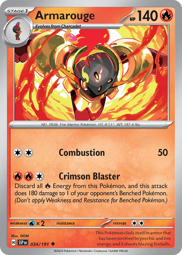 Armarouge 034/191 — Surging Sparks (English Pokémon TCG card)