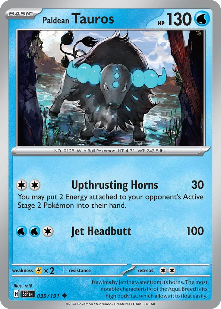 Paldean Tauros 039/191 — Surging Sparks (English Pokémon TCG card)