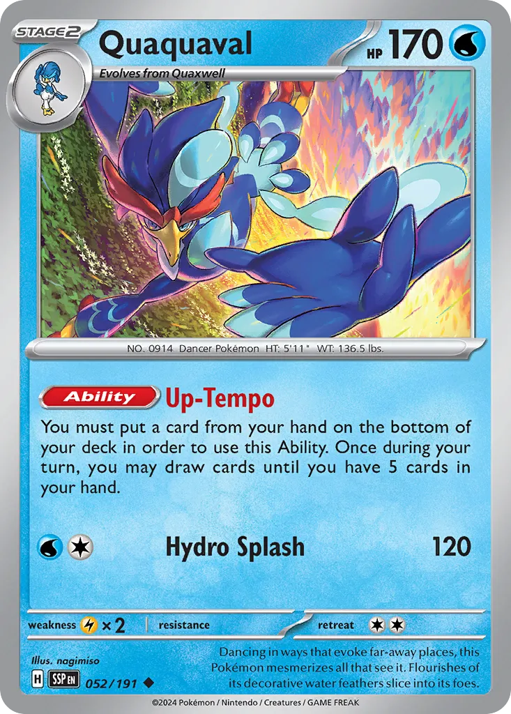 Quaquaval 052/191 — Surging Sparks (English Pokémon TCG card)