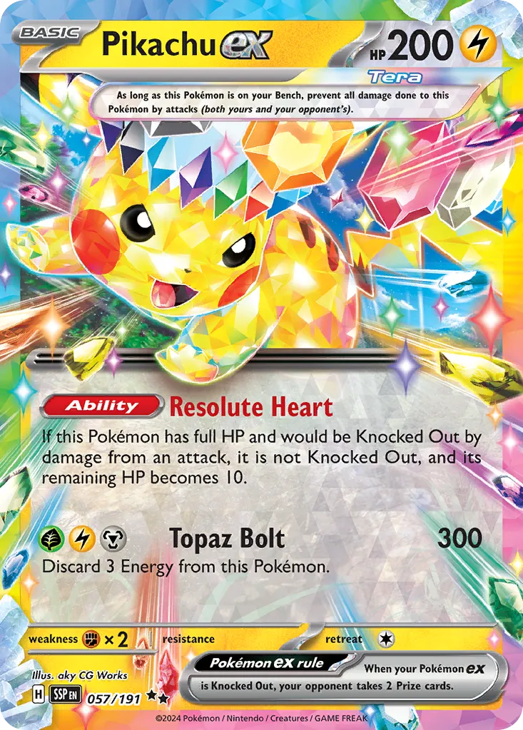 Pikachu ex 057/191 — Surging Sparks (English Pokémon TCG card)